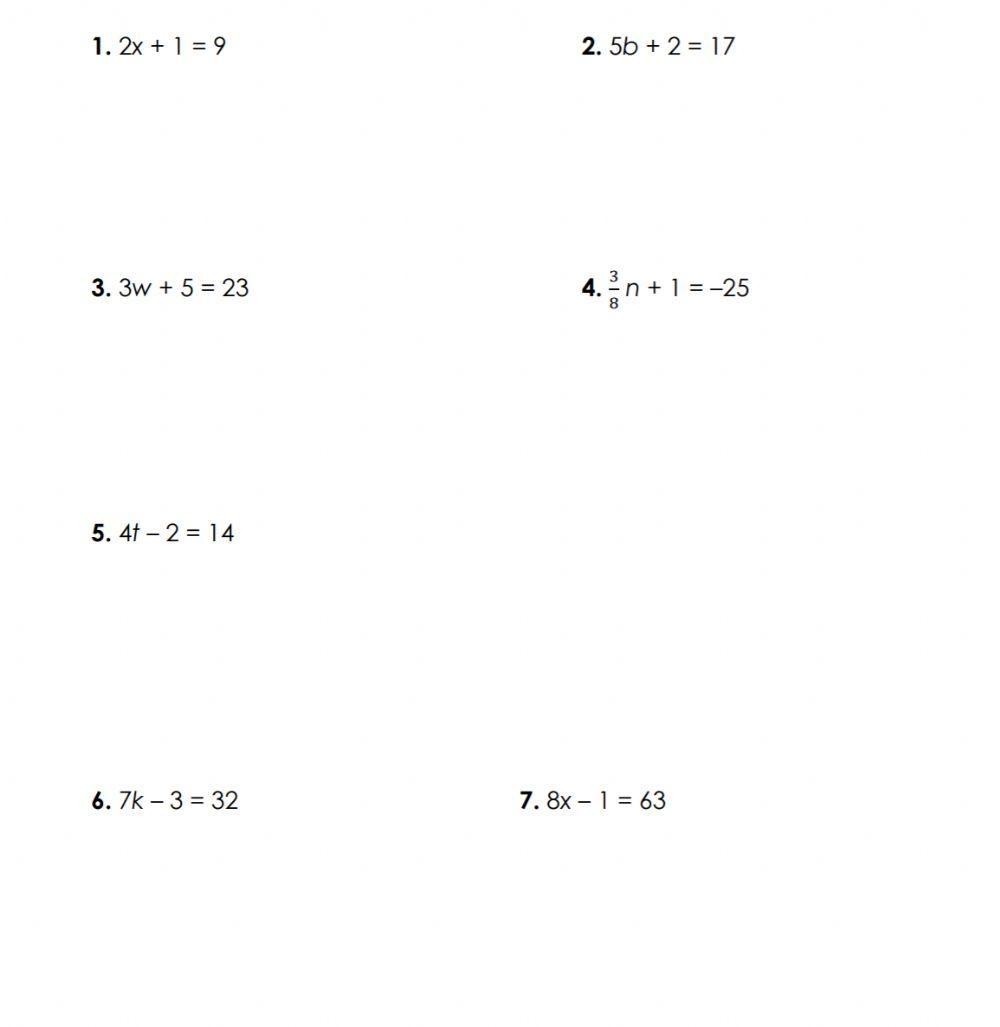 solving two-step equations worksheet pdf with answers