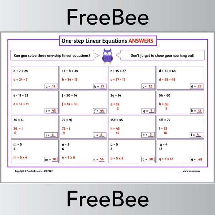 FREE Solving Linear Equations Worksheet PlanBee Worksheets Library