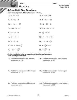 Free Solving Multi Step Equations Worksheet Pdf Download Free Solving 