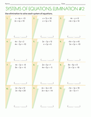 Free Solving System Of Equations By Elimination Worksheet Download 