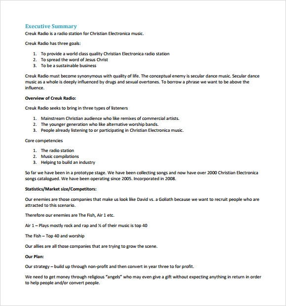 Free Startup Business Plan Template Pdf