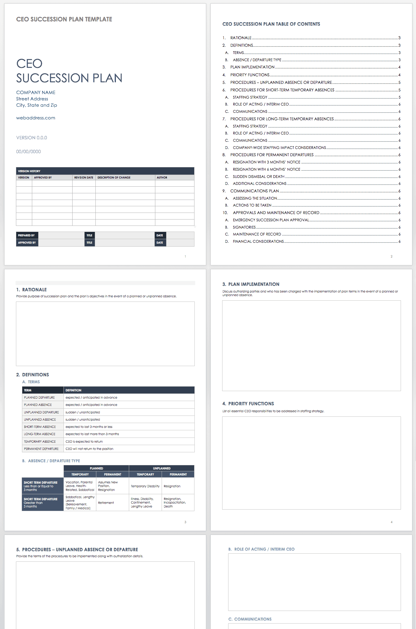 Free Succession Planning Templates Smartsheet
