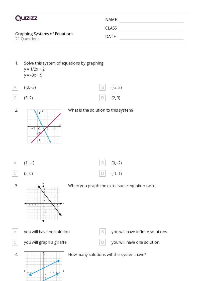 systems of equations worksheets