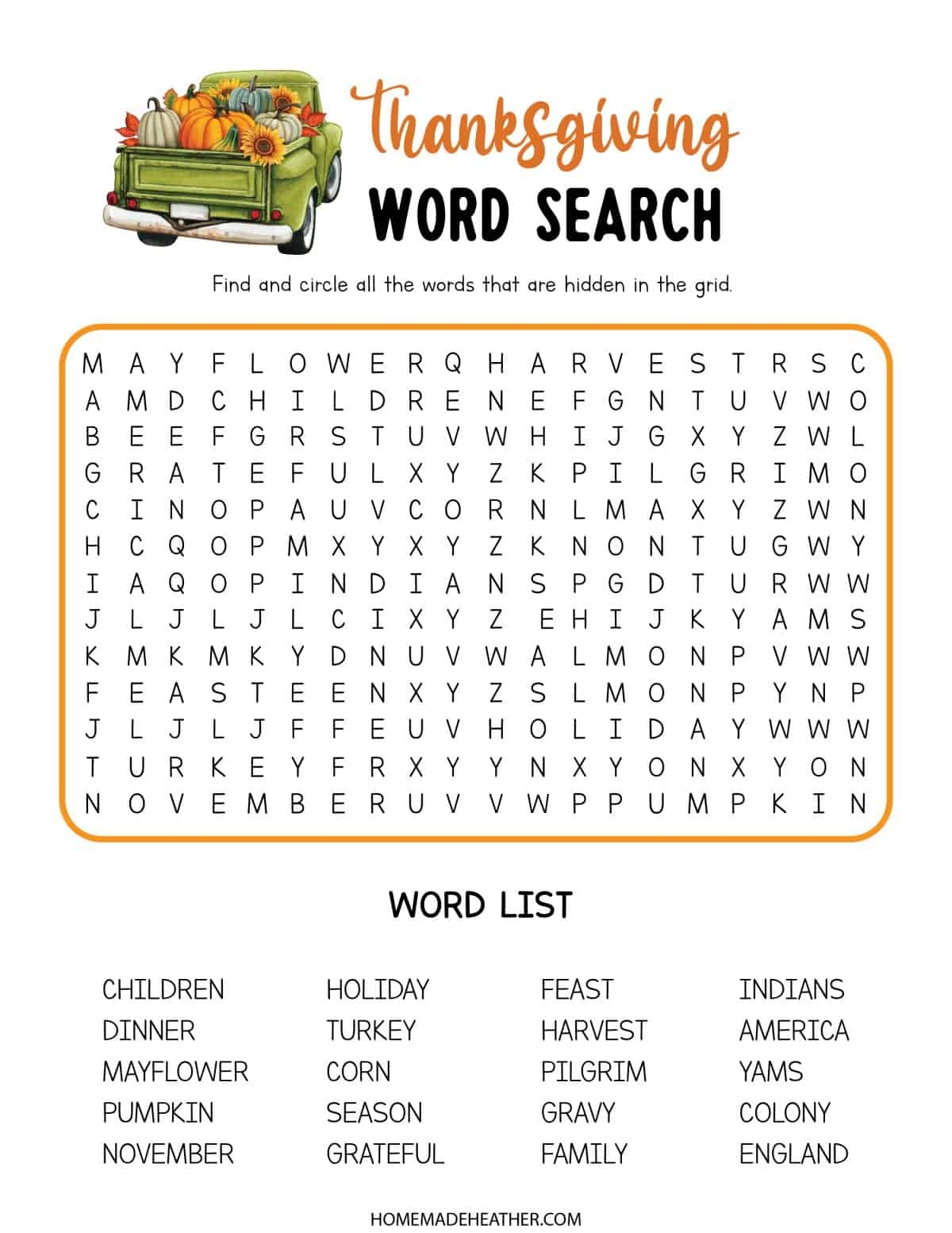 thanksgiving printable activities free