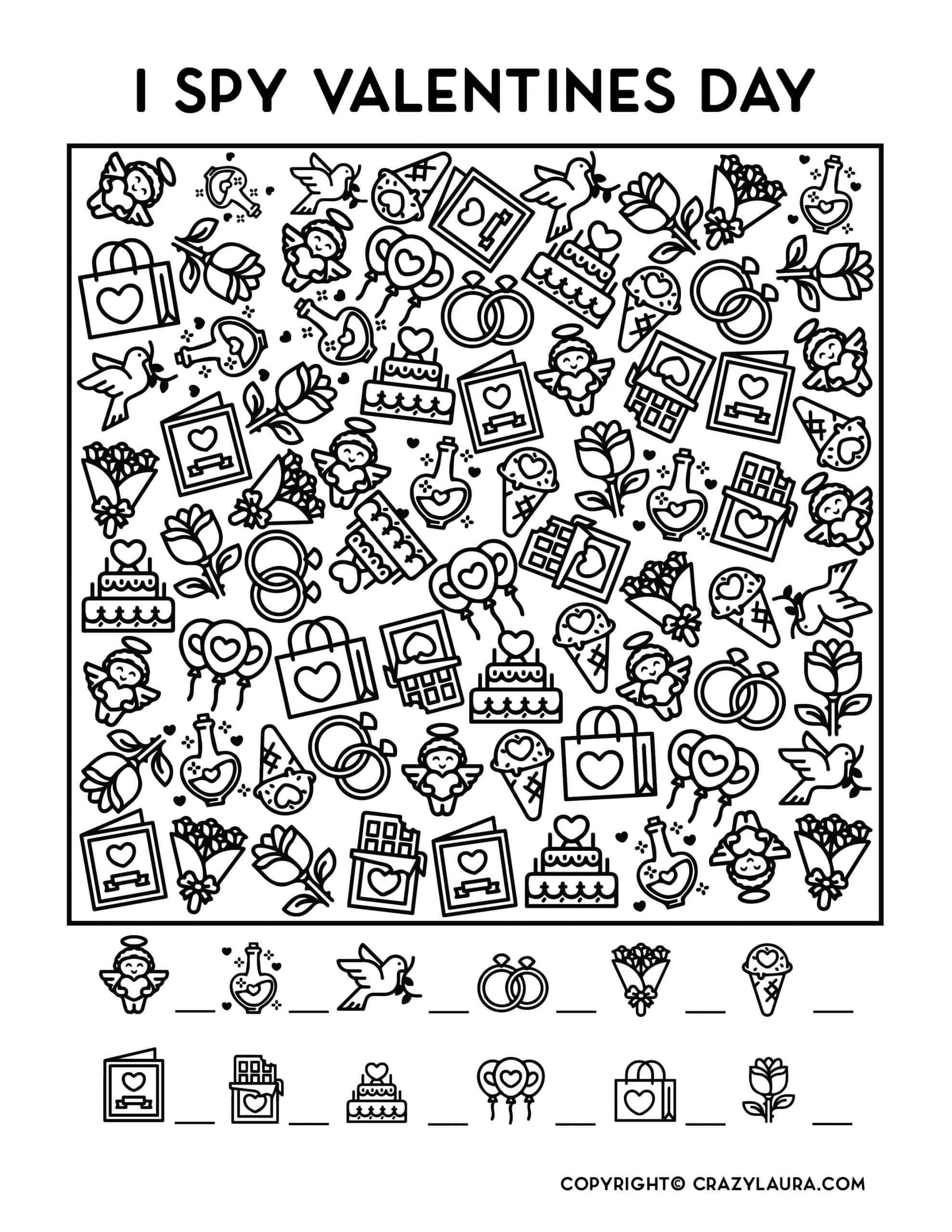 Free Valentines Day I Spy Printable Game For Kids In 2024 Valentine