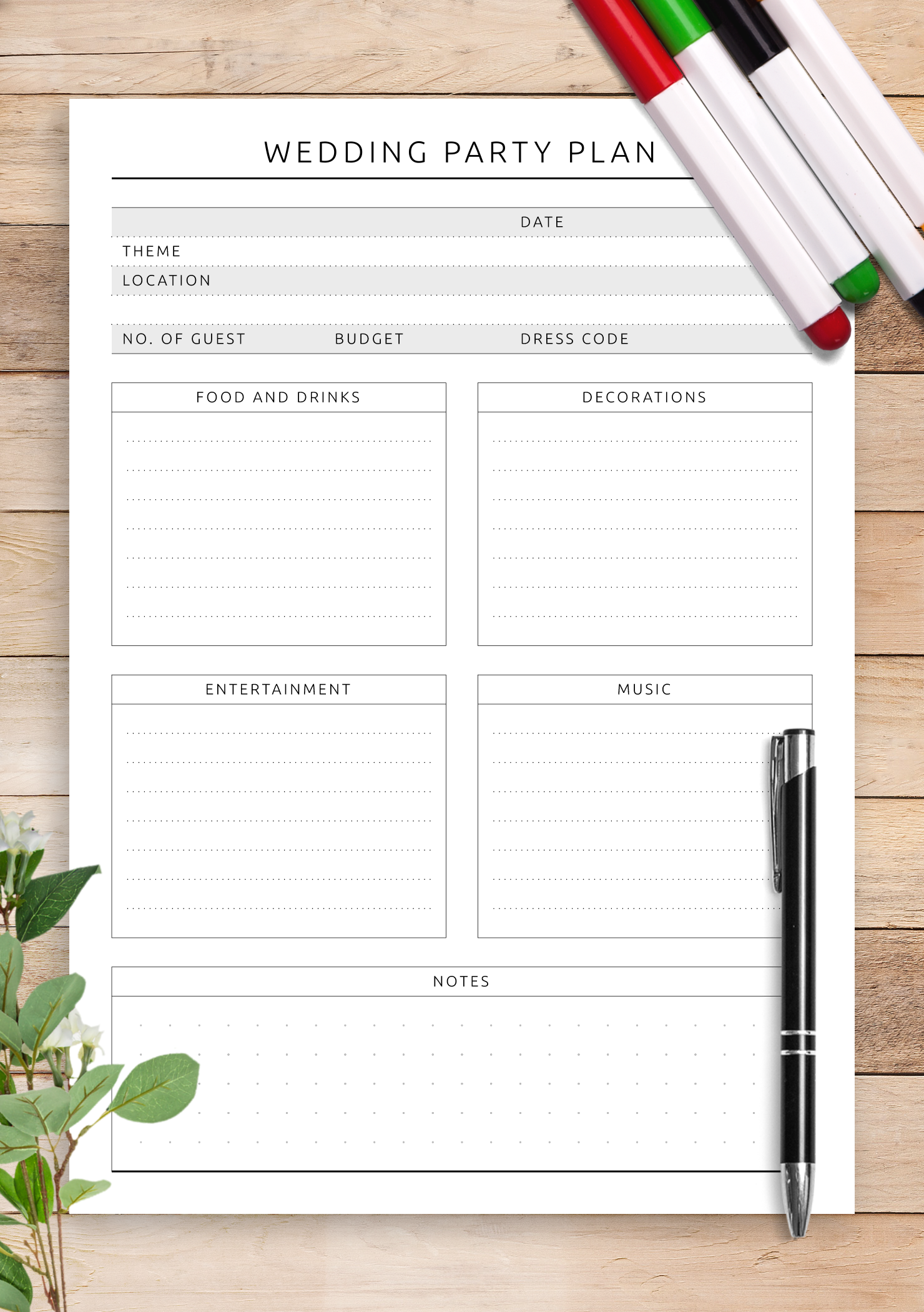 free wedding planning templates