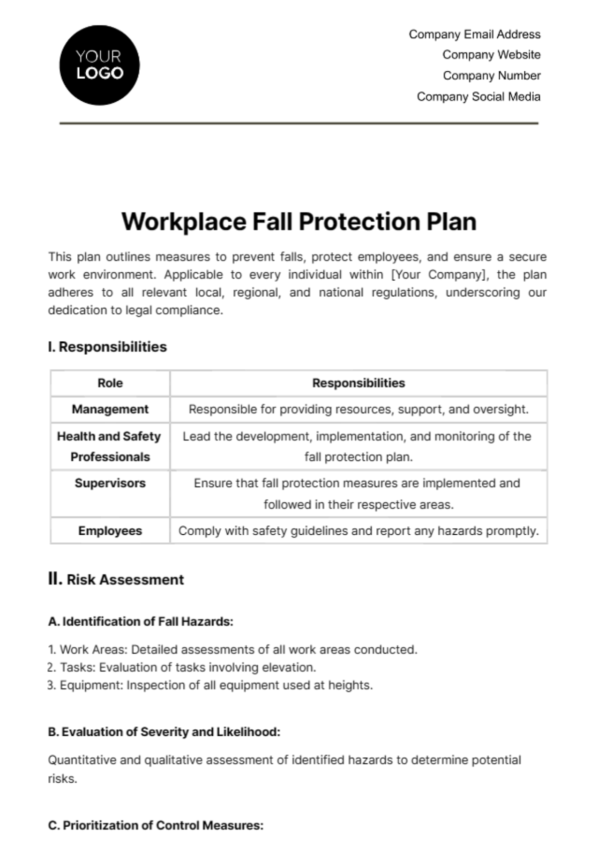 fall protection plan template