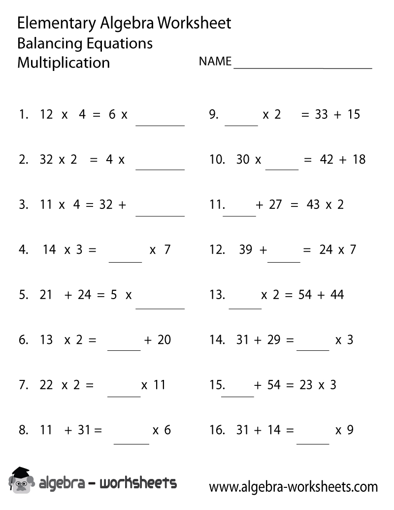 easy algebra equations worksheets