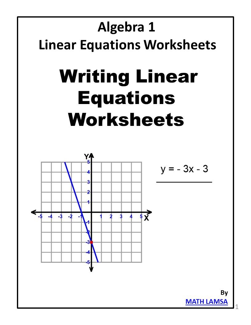 writing linear equations from a table worksheet