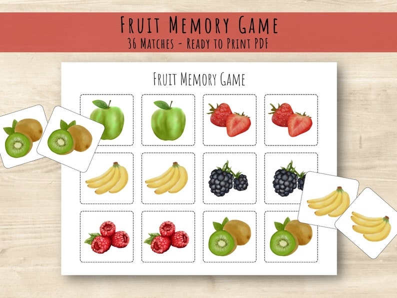 Fruit Printable Memory Game Pre school Printable Homeschool 