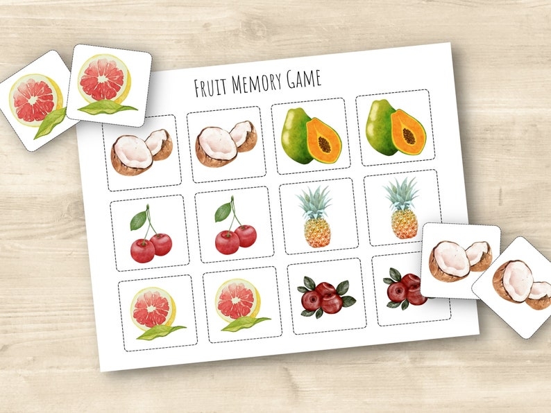 free printable fruit memory game