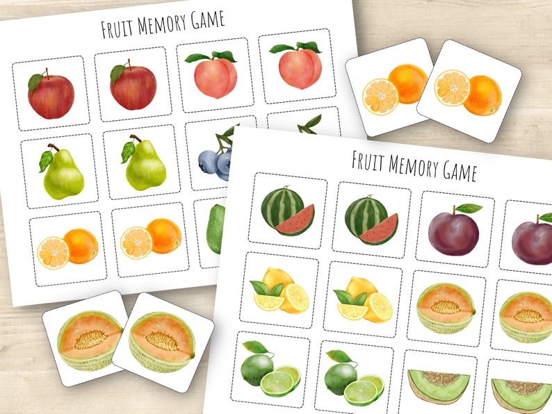Fruit Printable Memory Game Pre school Printable Homeschool 