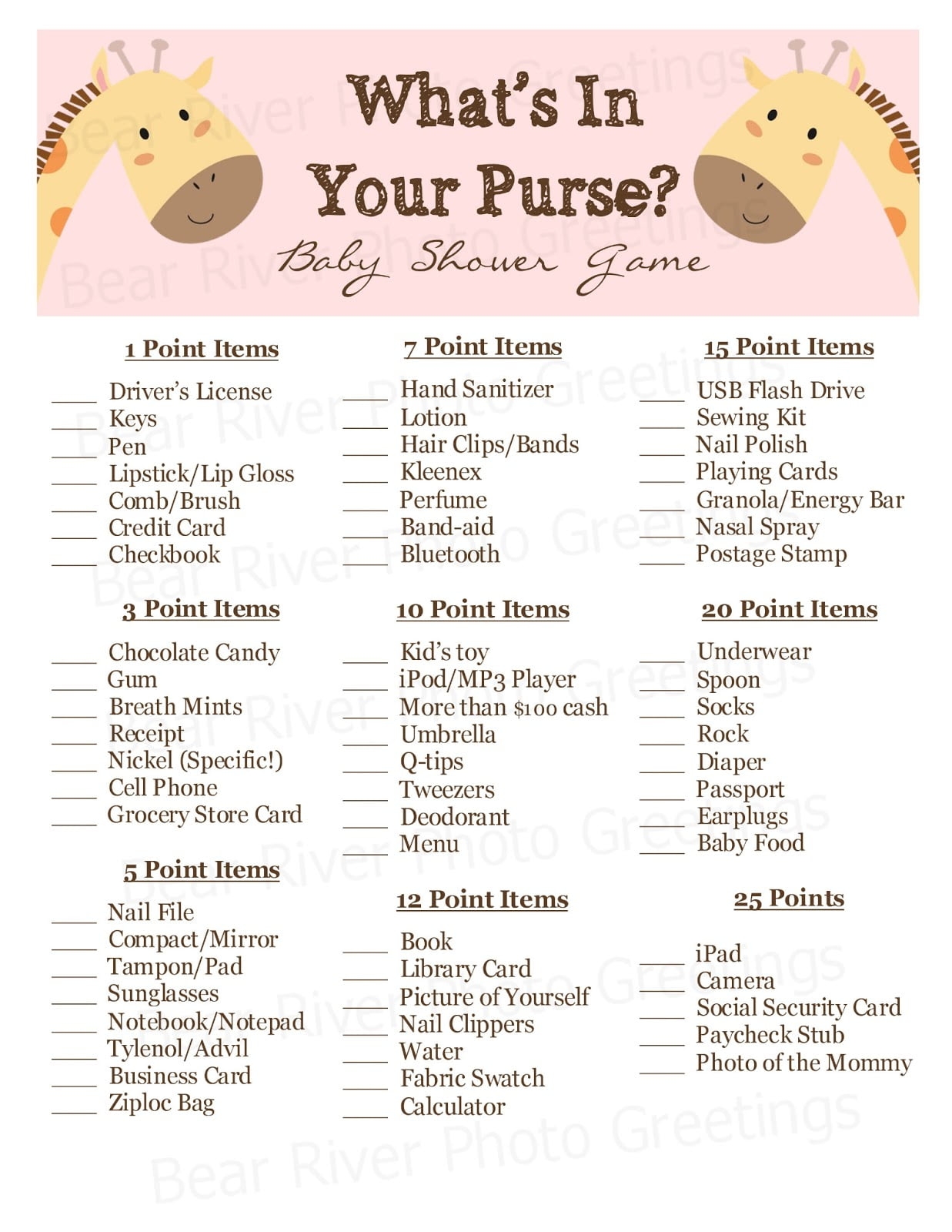 free printable fun baby shower games