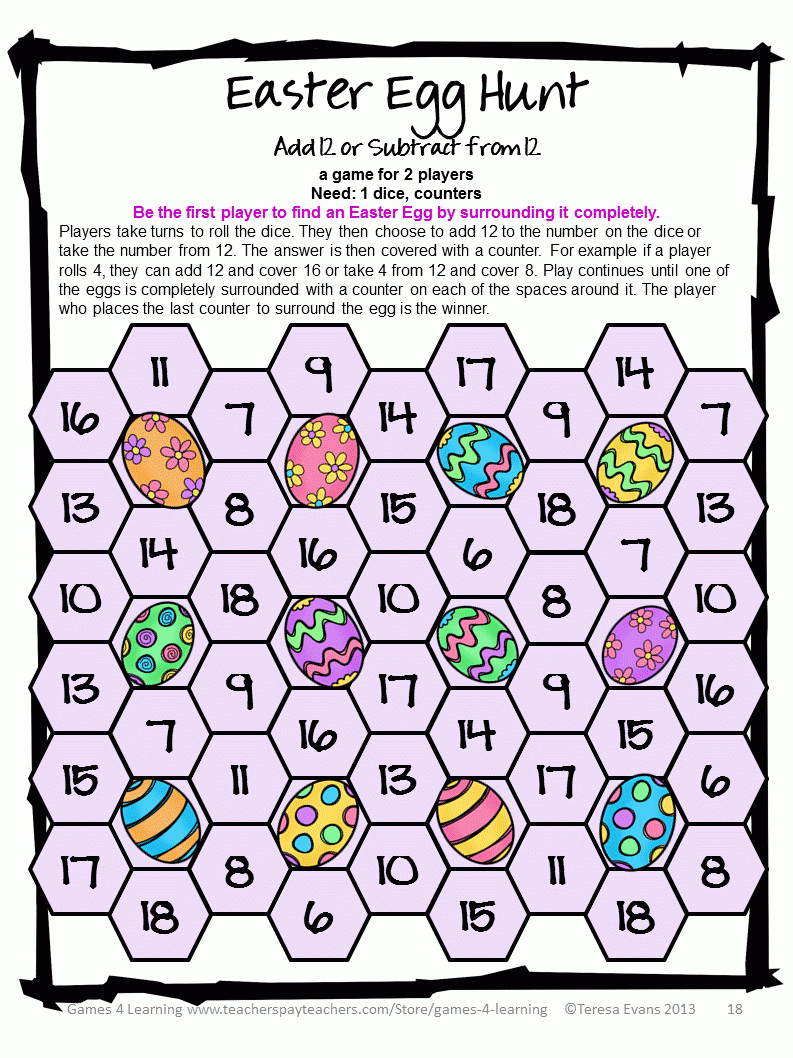 Fun Games 4 Learning Easter Math Freebies Happy Easter Easter Math 