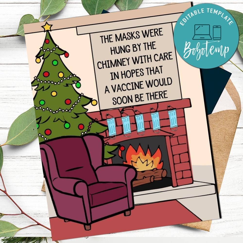 Funny Social Distance Christmas Card Template Printable Bobotemp