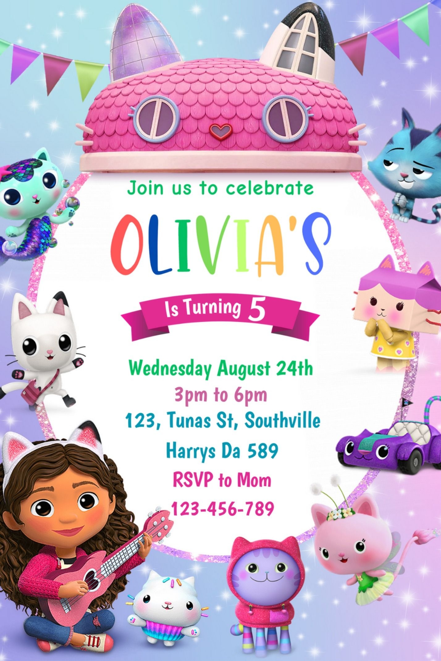 Gabby 39 s Dollhouse Birthday Invitation Template Canva 4 Printable 