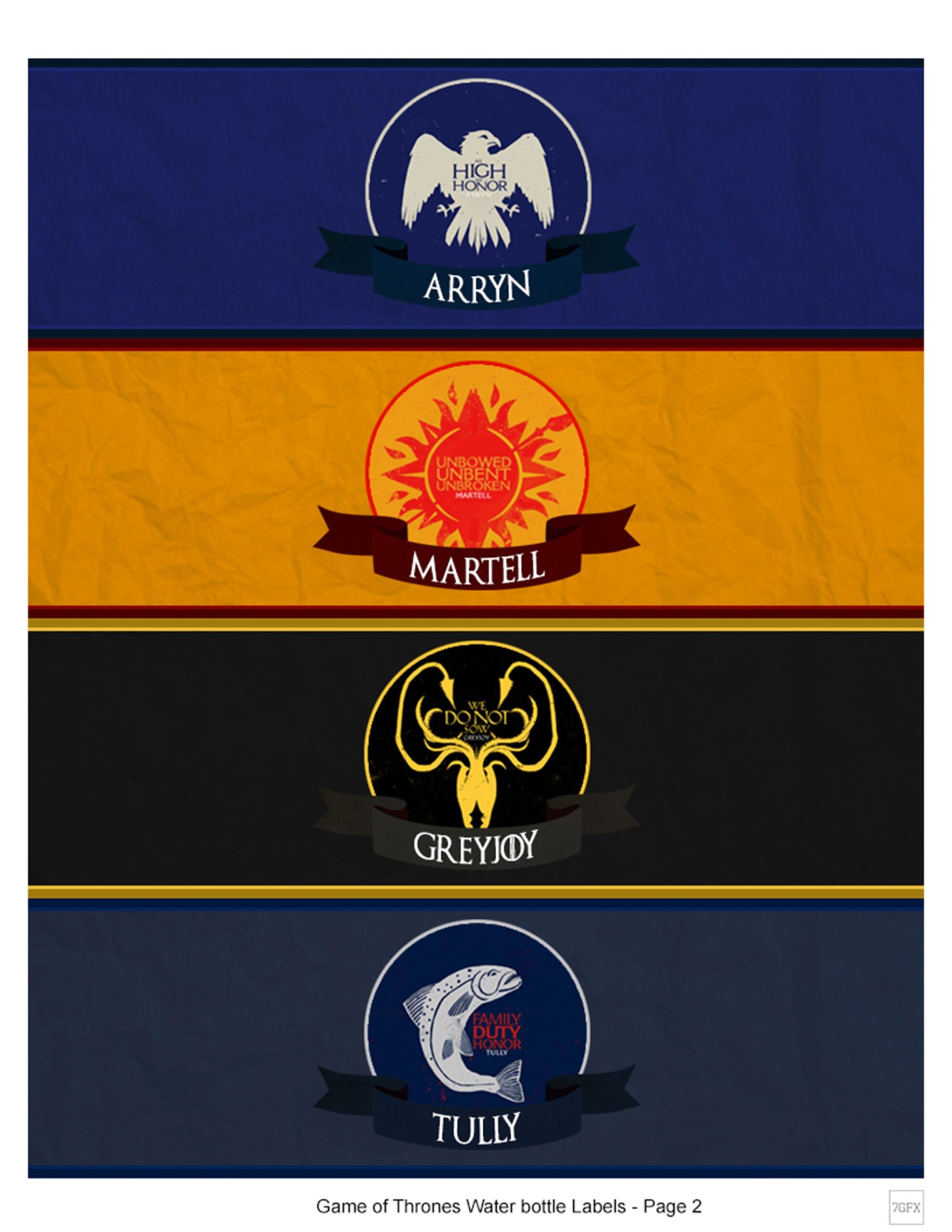 Game Of Thrones Bottle Labels Game Of Thrones Printable Bottle Labels 