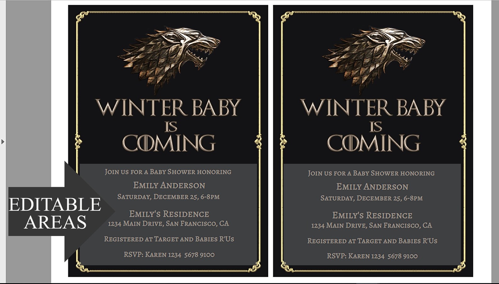 free printable game of thrones invitation template