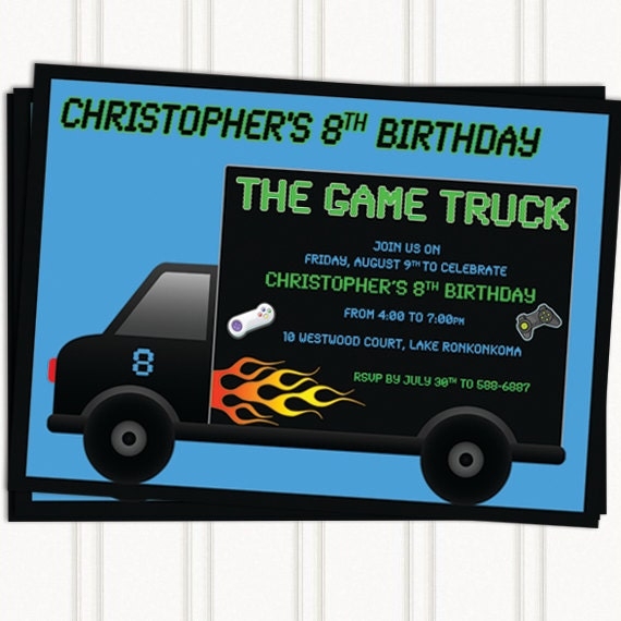 Game Truck Party Invitations By GingerSnapsOriginal On Etsy