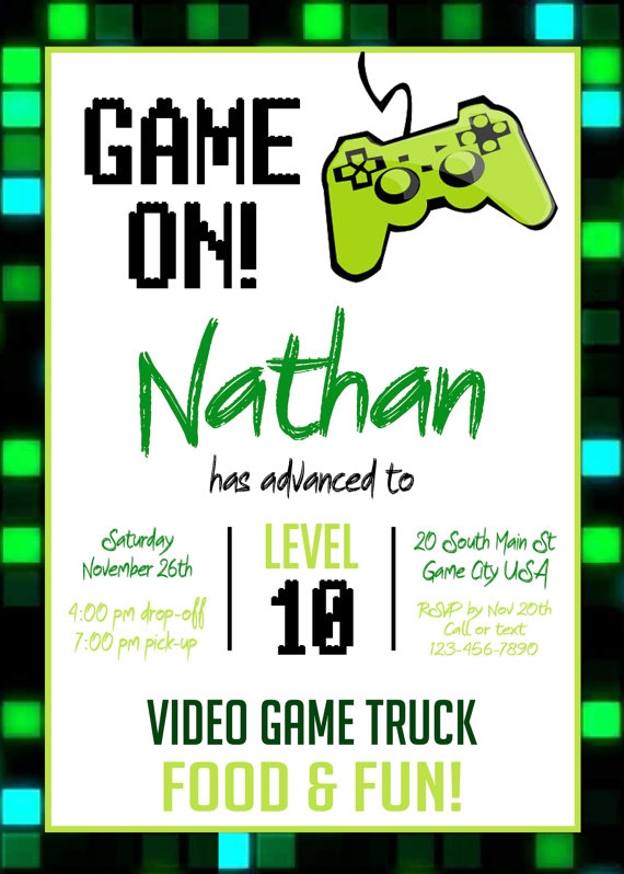 free printable game truck party invitations