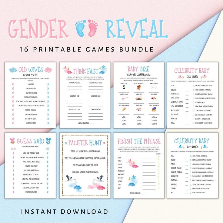 Gender Reveal Party Games Printable Gender Reveal Activities Gender