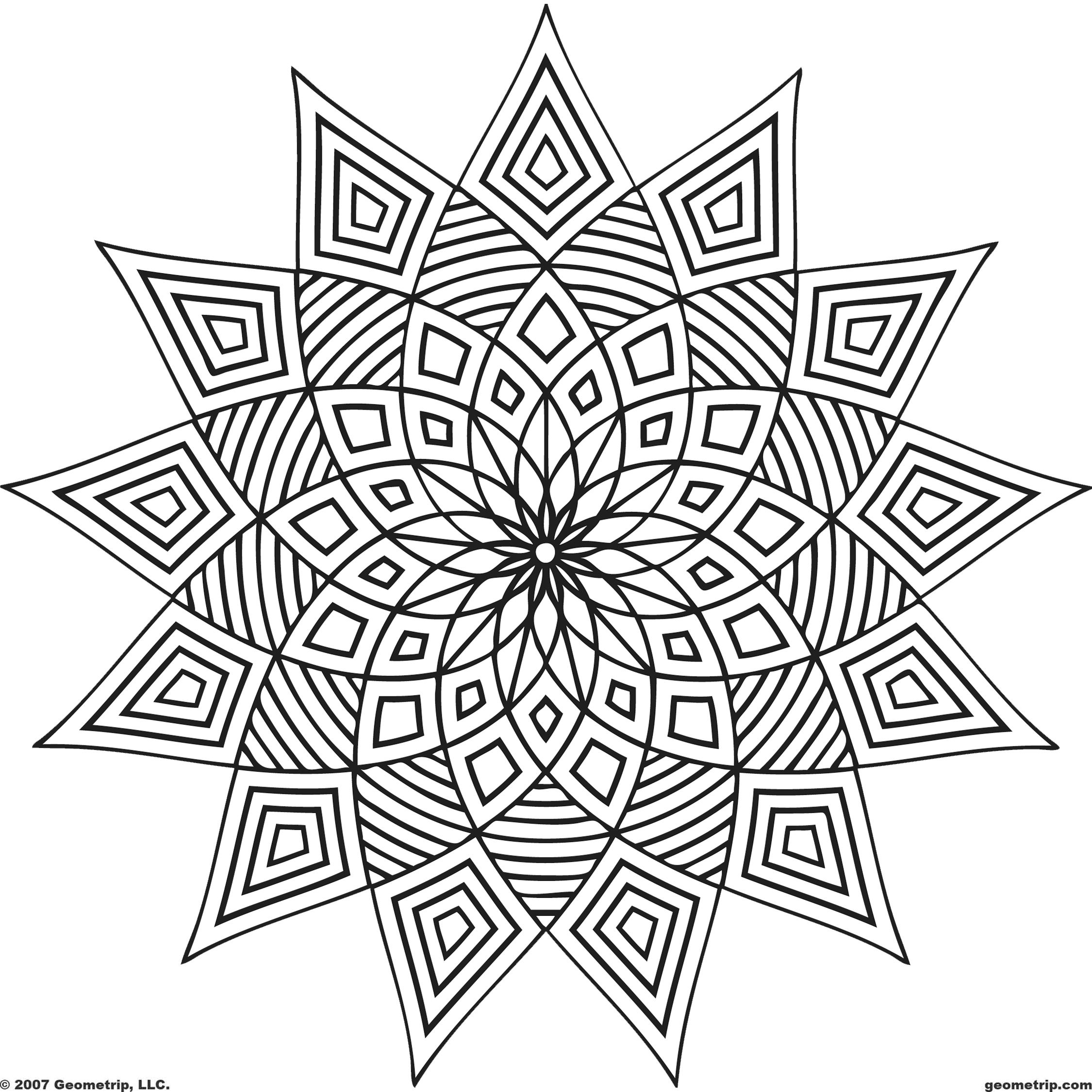 Geometric Printable Geometric Mandala Coloring Pages Clip Art 