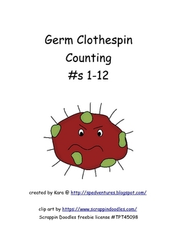 Germs Clothespin Counting Activity By Sped Ventures TpT