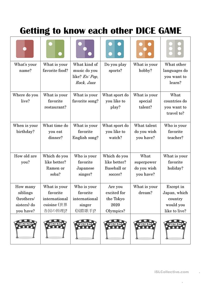 Get To Know You Printable Dice Marcella R Goodwin