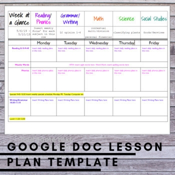 Google Docs Lesson Plan Template By A Coordinated Chaos TpT