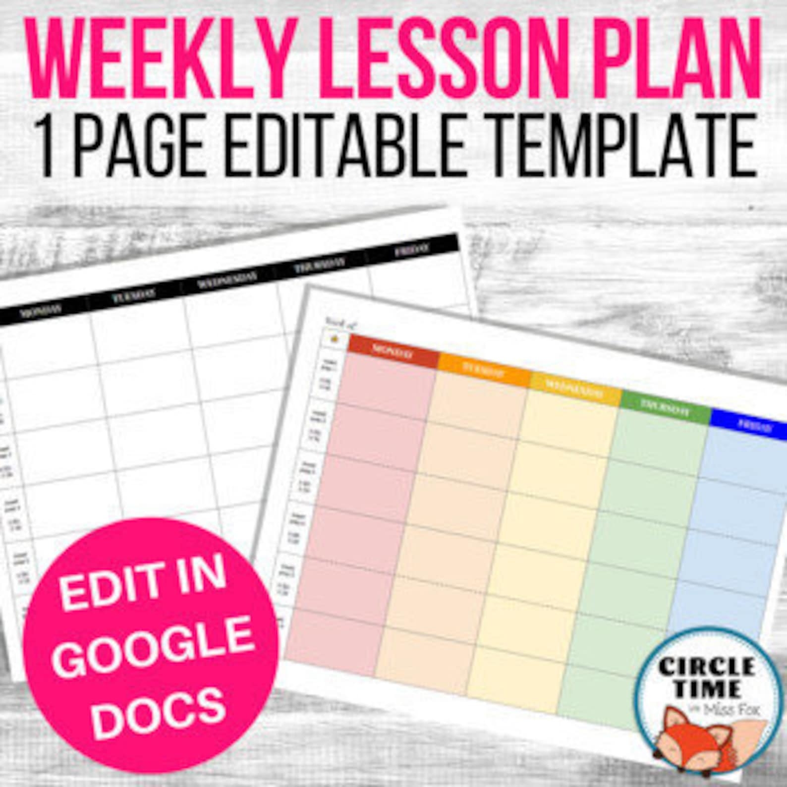 Google Docs Weekly Lesson Plan Template Werybargains