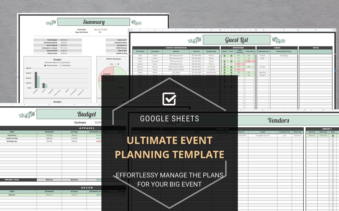 Google Sheets Event Planning Template