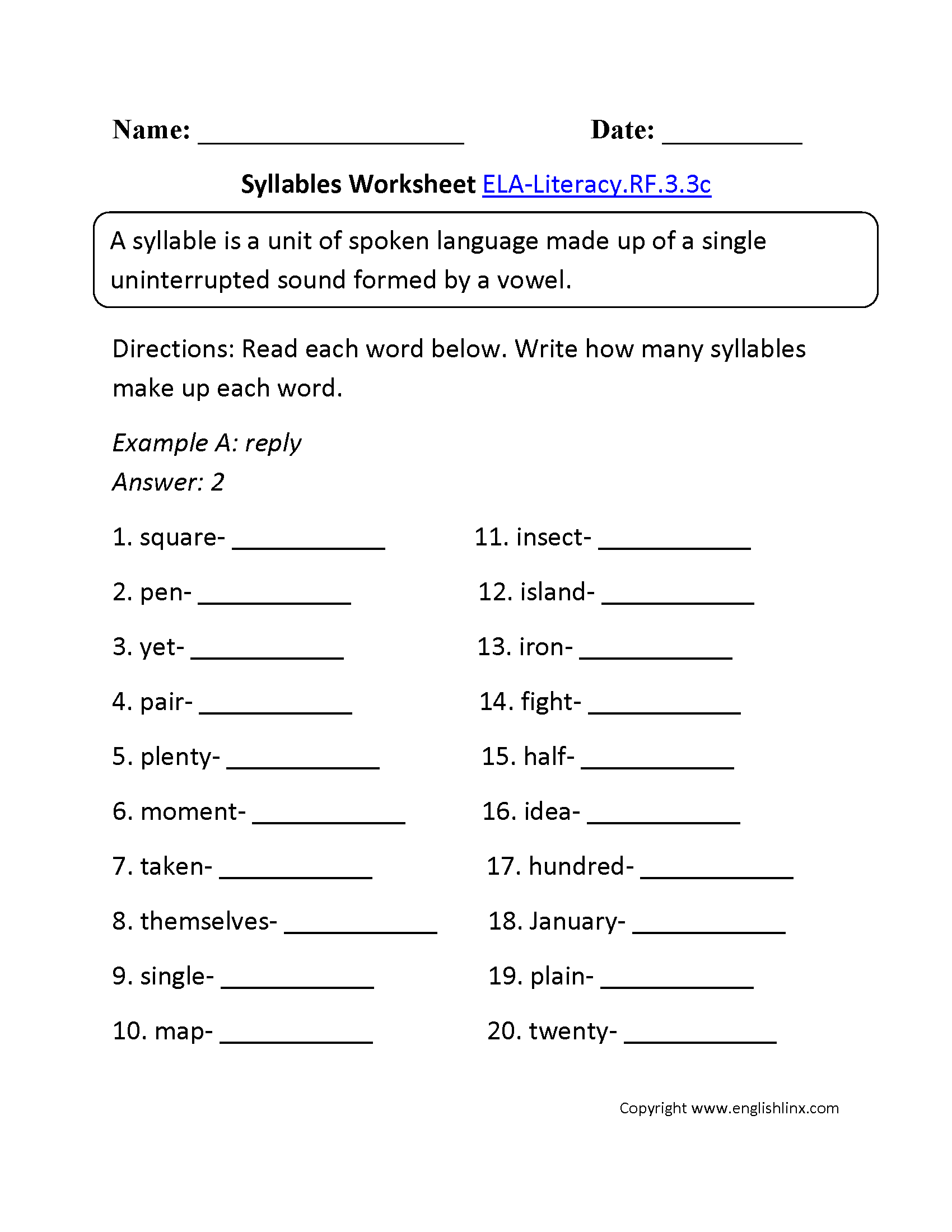 Grammar For Third Graders