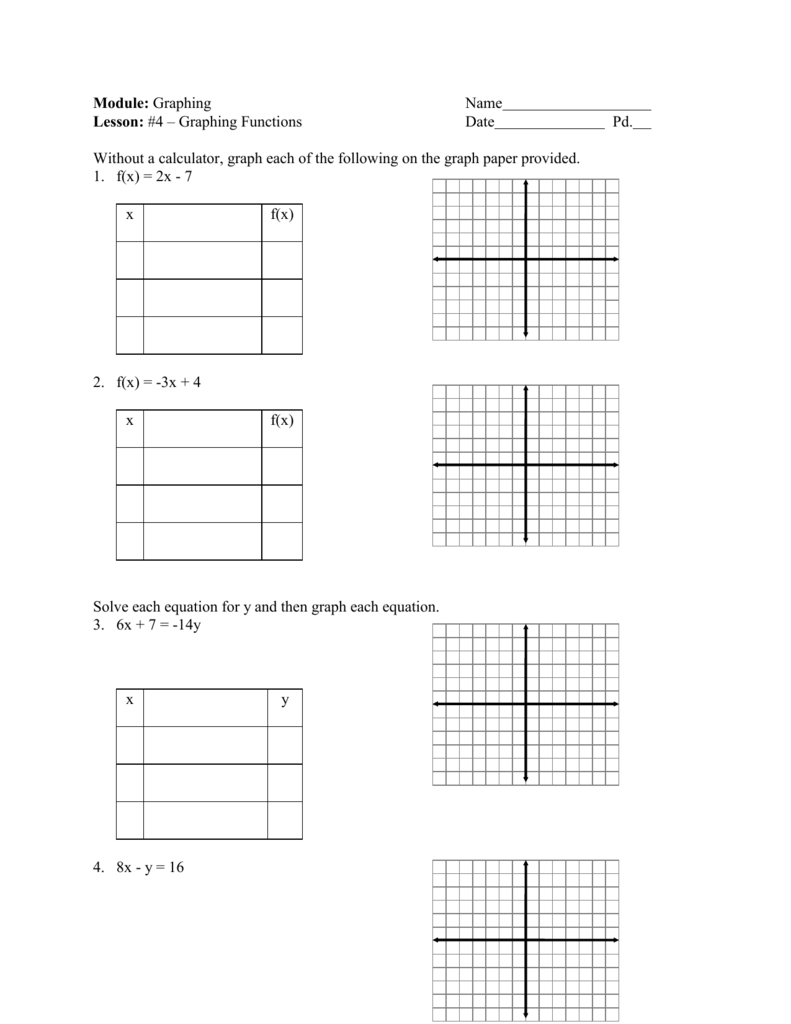 graphing linear equations worksheet with answer key