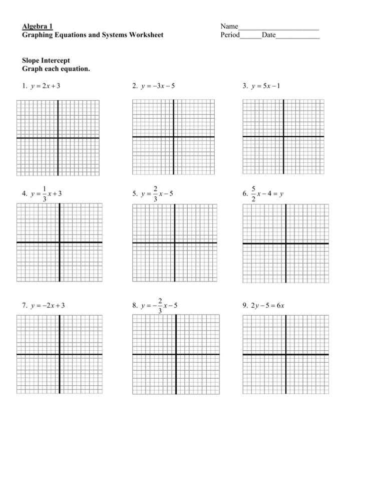 Graphing Systems Of Equations Worksheet Answer Key Db excel