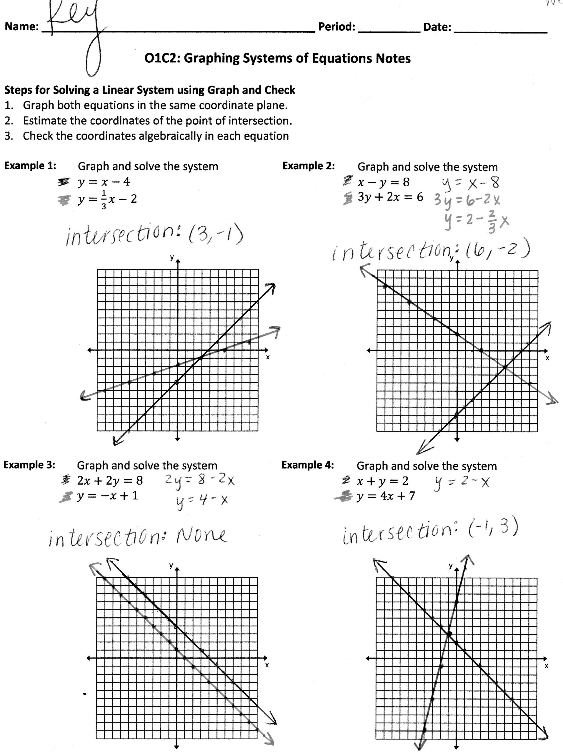 systems of equations with graphing worksheet