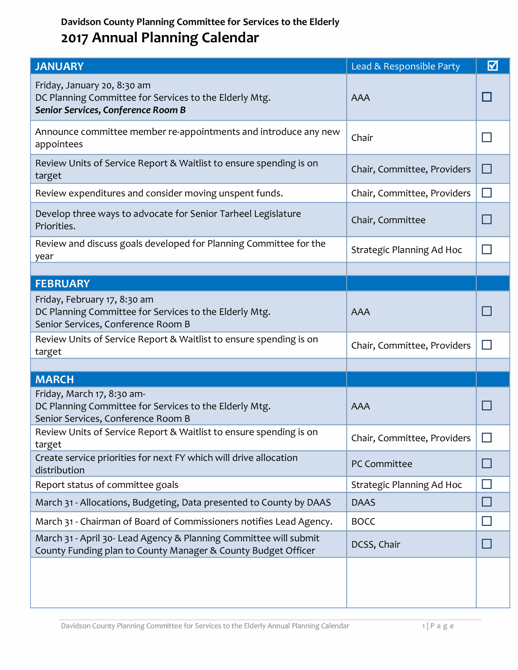 Gratis Jaarlijkse Planning