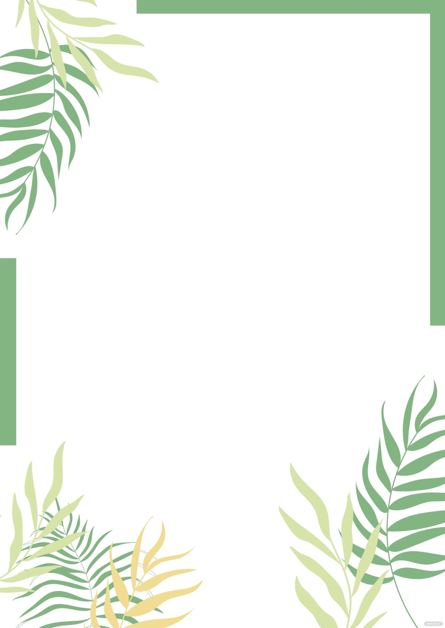 Green Page Border Template With Leaves