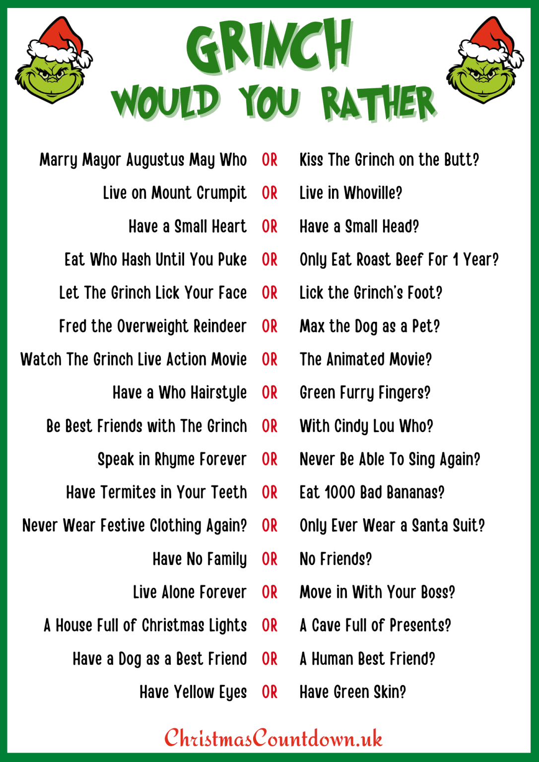 Grinch Game Grinchmas Games Christmas Party Games How The Grinch Stole 
