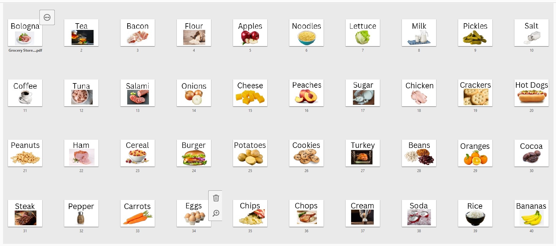 Grocery List Game Activity Helper