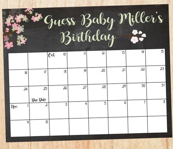 Guess Baby 39 s Birthday Game PRINTABLE Baby Girl Calendar Etsy