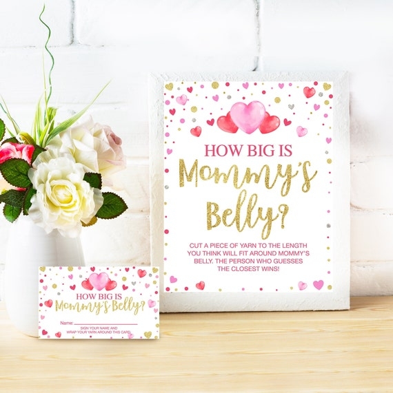 Guess How Big Mommy 39 s Belly Is Game Printable Valentine Baby Shower 
