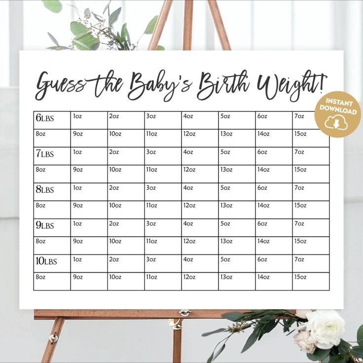 Guess The Baby Weight Printable Baby Shower Party Game Guessing Game
