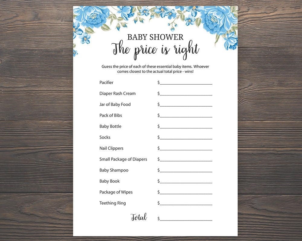 Guess The Price Fun Baby Shower Game Printable Baby Game