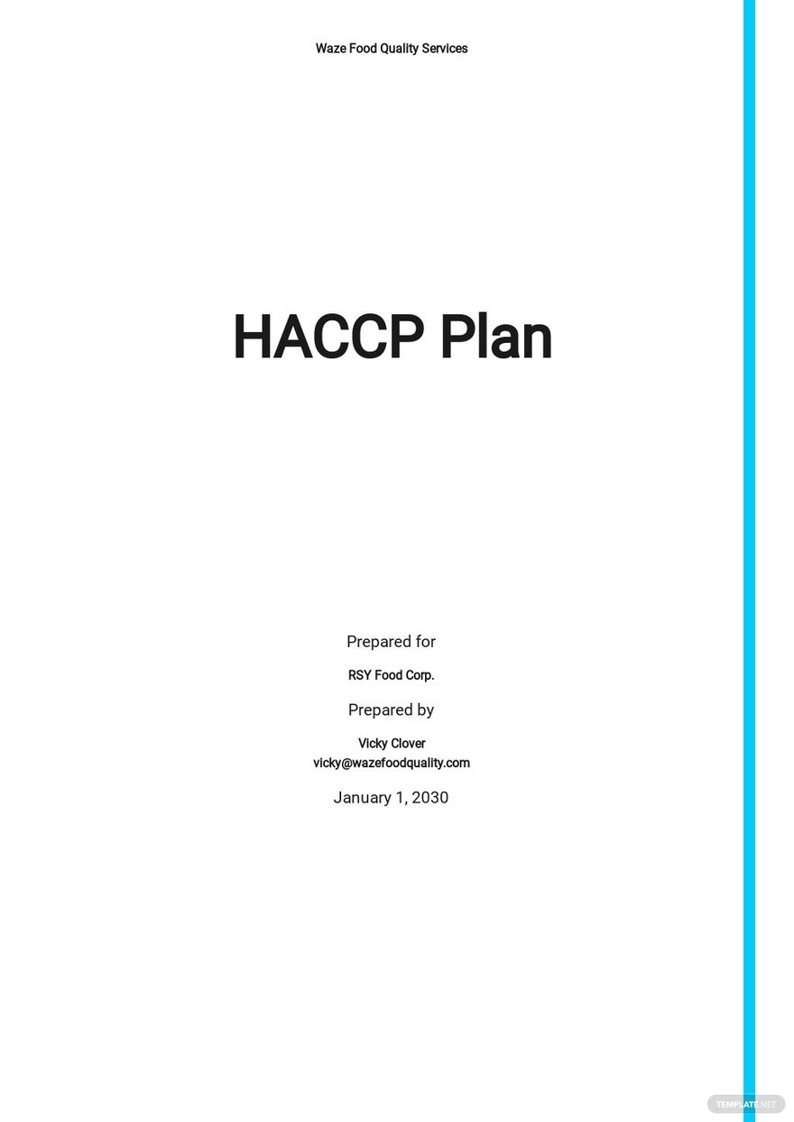 HACCP Plans Templates Pdf Format Free Download Template