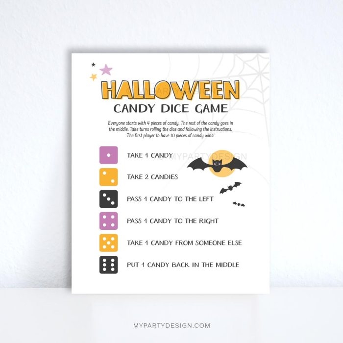 free printable halloween dice game