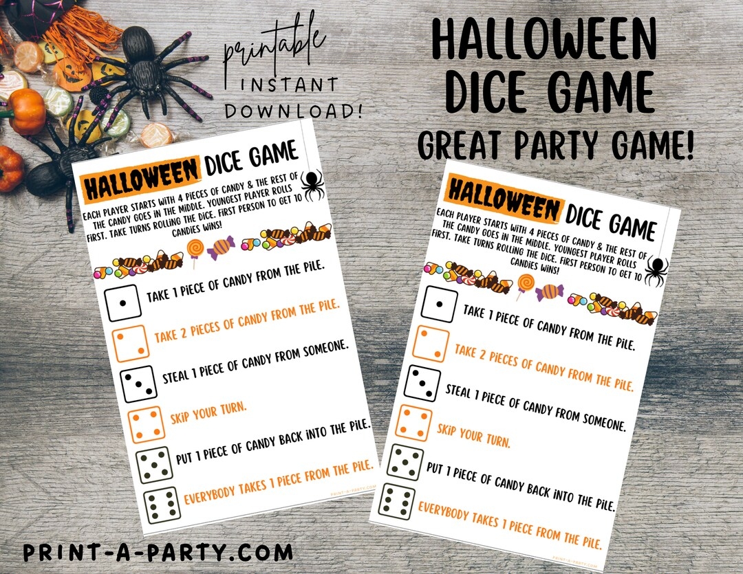 Halloween Dice Game Printable Halloween Dice Candy Game Halloween Candy 