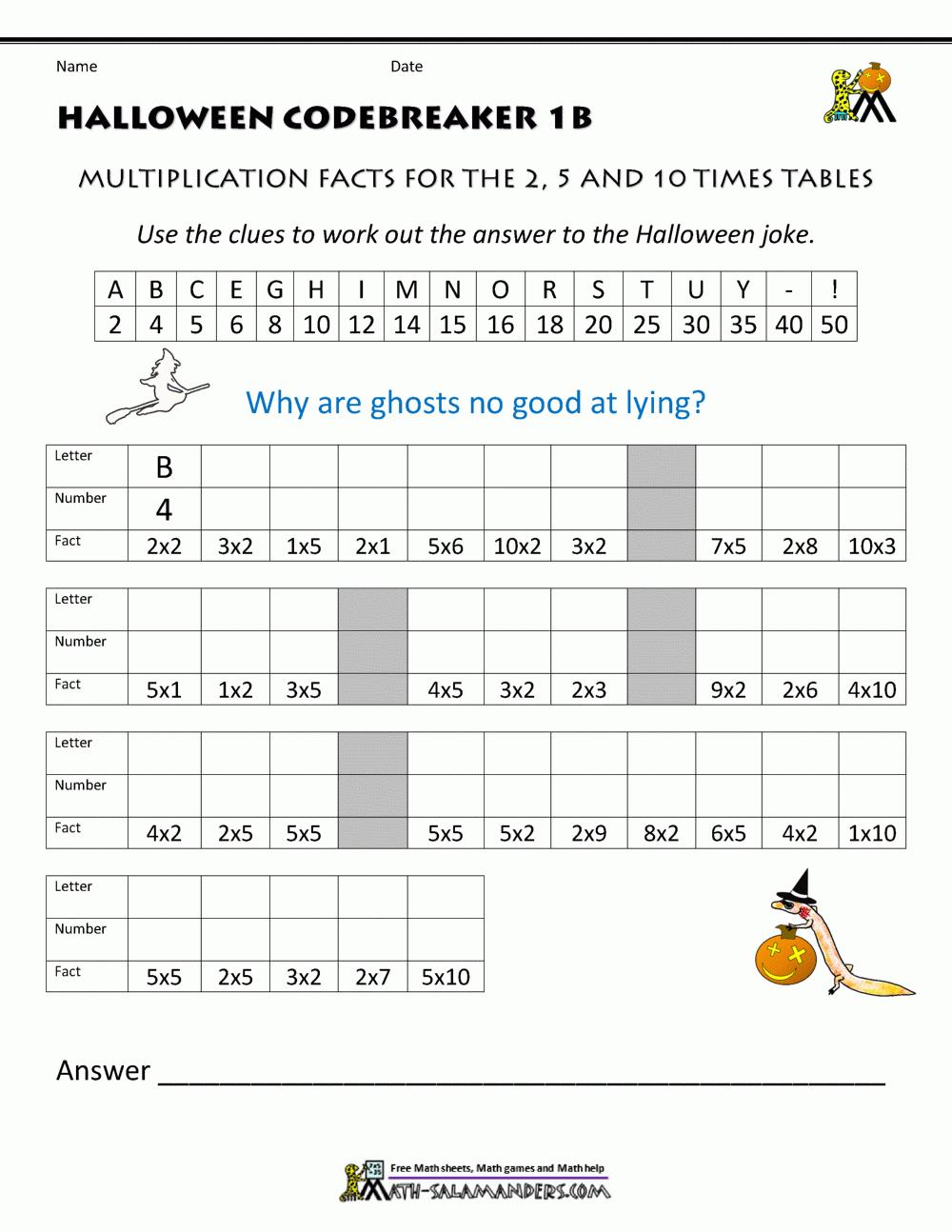 Halloween Math Games Printable