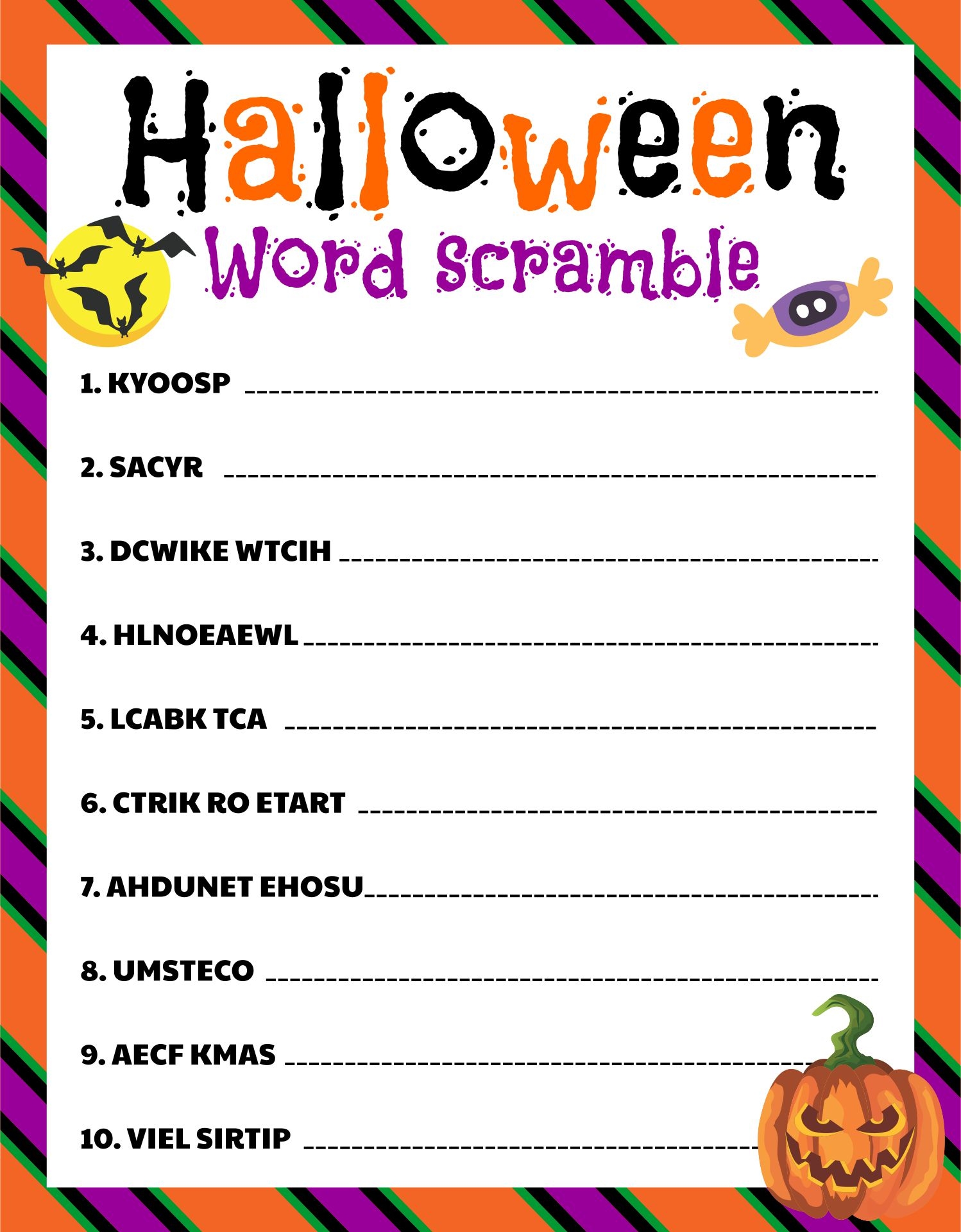 free printable halloween party games for kids