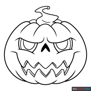 Halloween Pumpkin Coloring Page Easy Drawing Guides