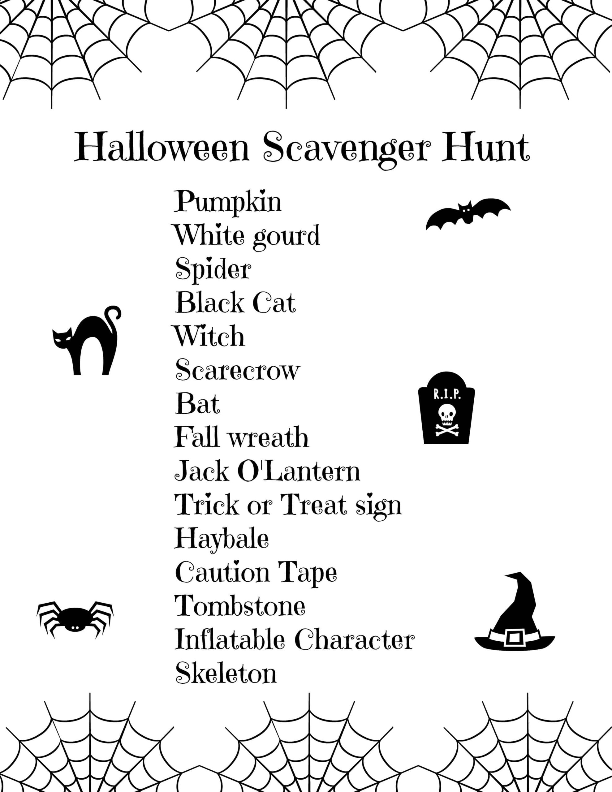 Halloween Scavenger Hunt For Kids Free Printable Free Printable